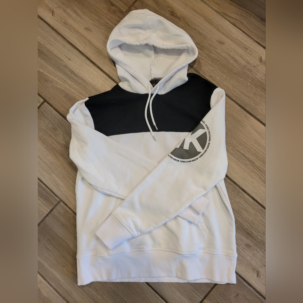 Like New Michael Kors Authentic White Long Sleeve Hoodie Sweatshirt, M